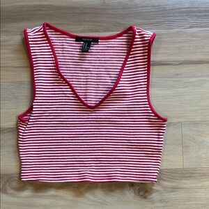 Forever 21 Red and White Cropped Tank Top